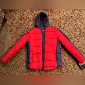 Vibrant Red and Blue Kids Puffer Jacket Size 18/20 NWT